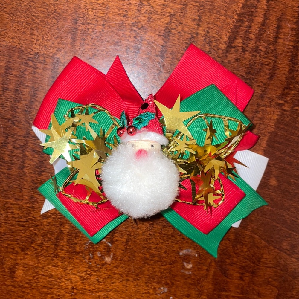 Santa Christmas Bow Hair Clip